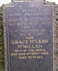 Grace McLean McMillan (1887 - 1962) Headstone